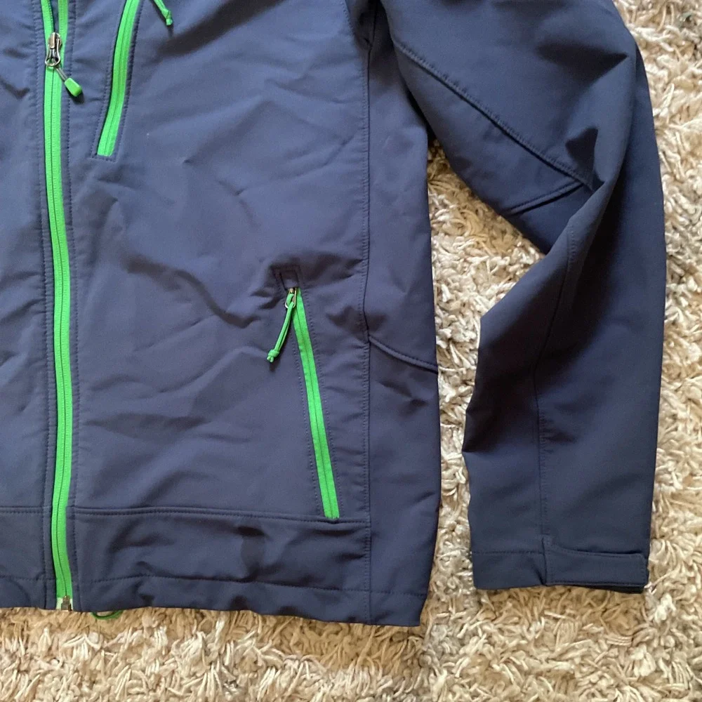 The North Face Mens Apex Bionic Softshell Jacket Navy Blue Green Full Zip Medium